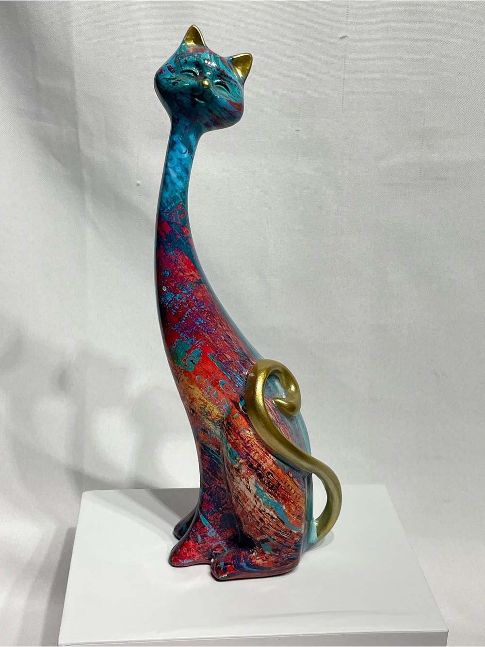 9.5” Cat Abstract Art Deco Statue Figure Excellent Condition